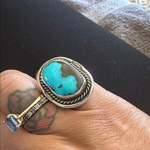 Turquoise and Silver Artisan Ring